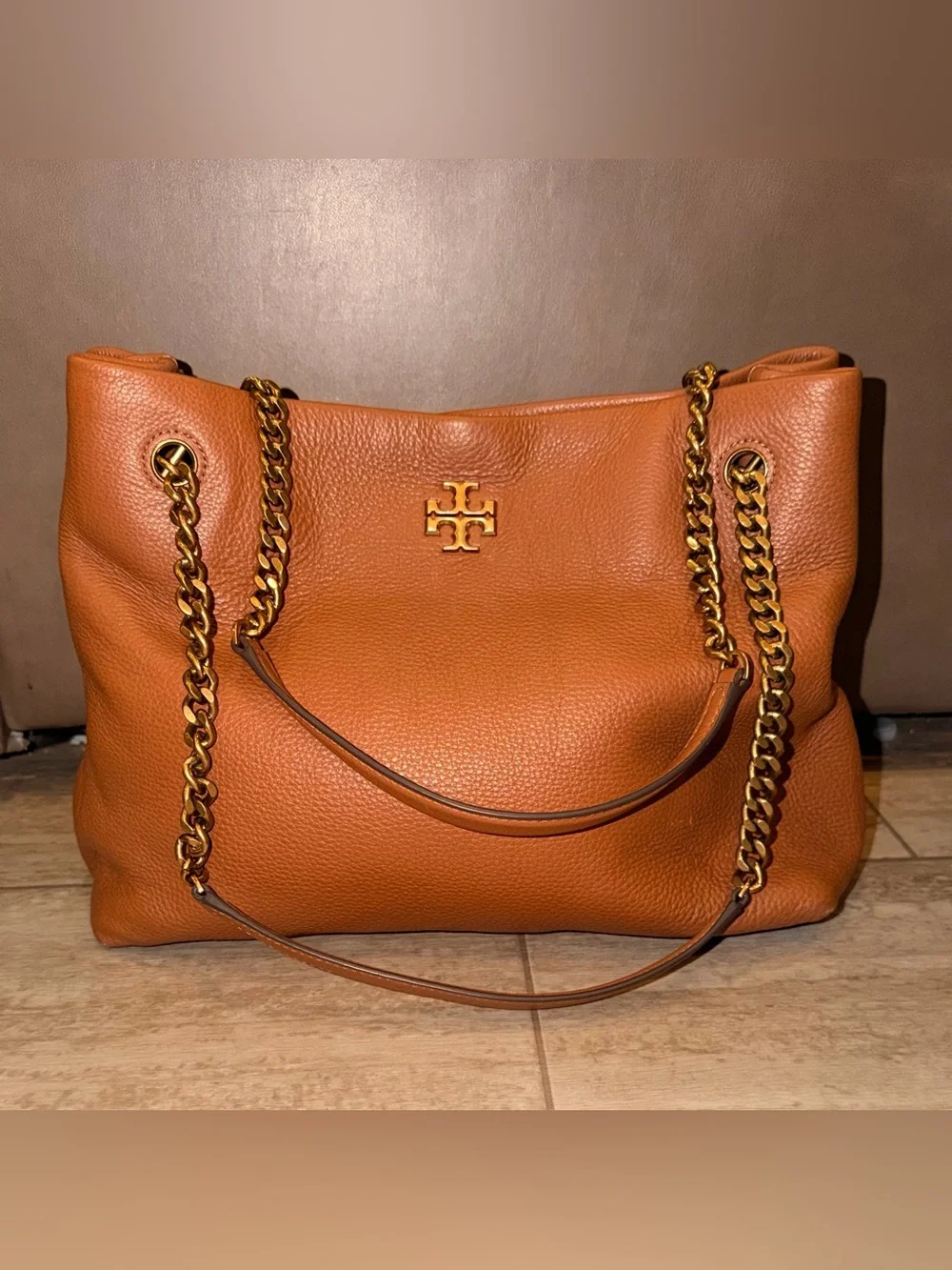 Tory Burch Triple Britten Compartment Tote Leather Chain Women’s Purse